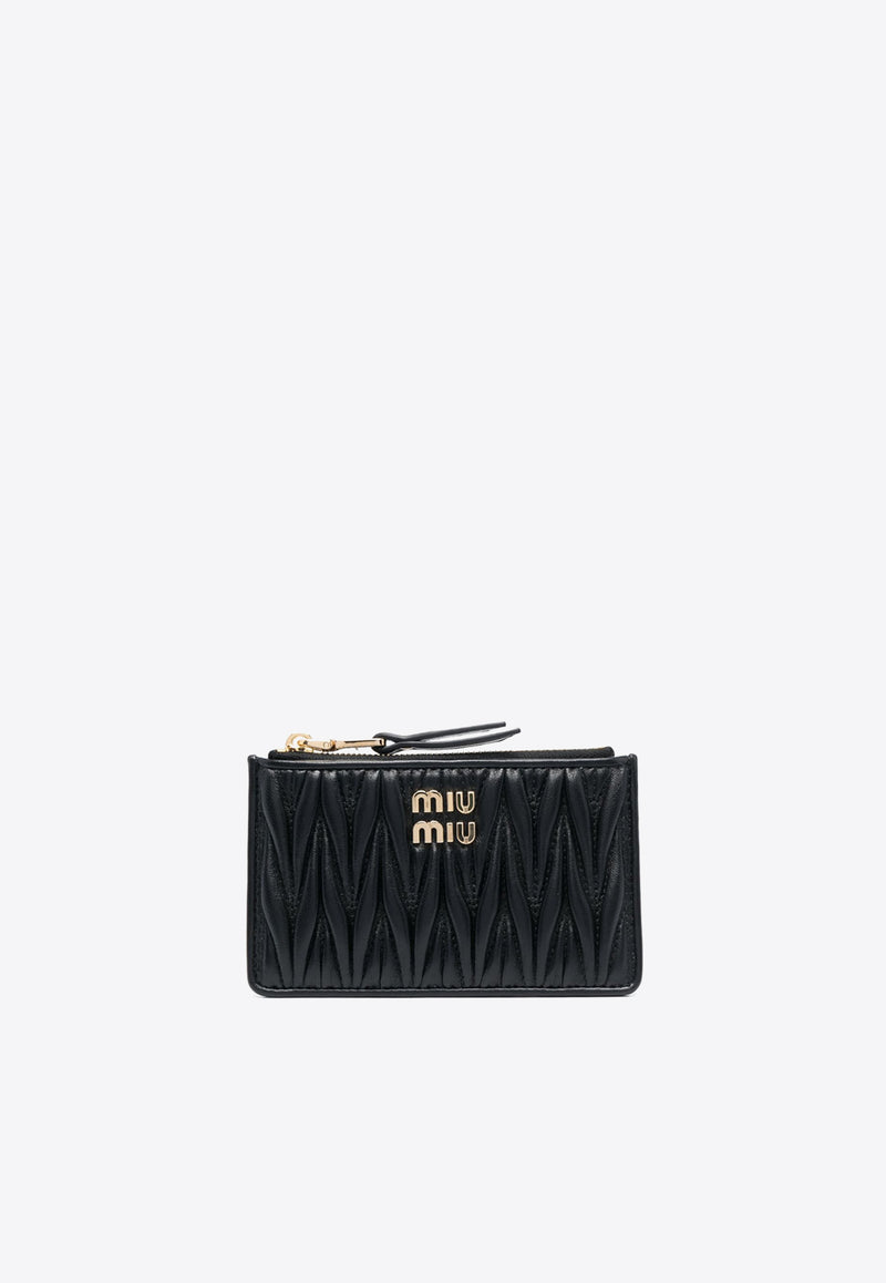 Miu Miu Logo Plaque Quilted Leather Cardholder Black 5MB0602FPP_F0002