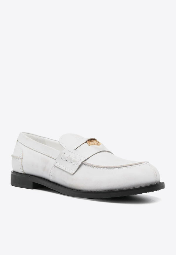 Miu Miu Vintage Leather Penny Loafers White 5D773DF0203G48_F0009