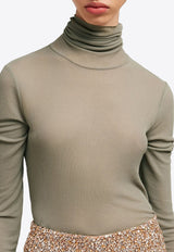 AMI PARIS Ribbed Knit Turtleneck Top Gray FTS301JE0022_263