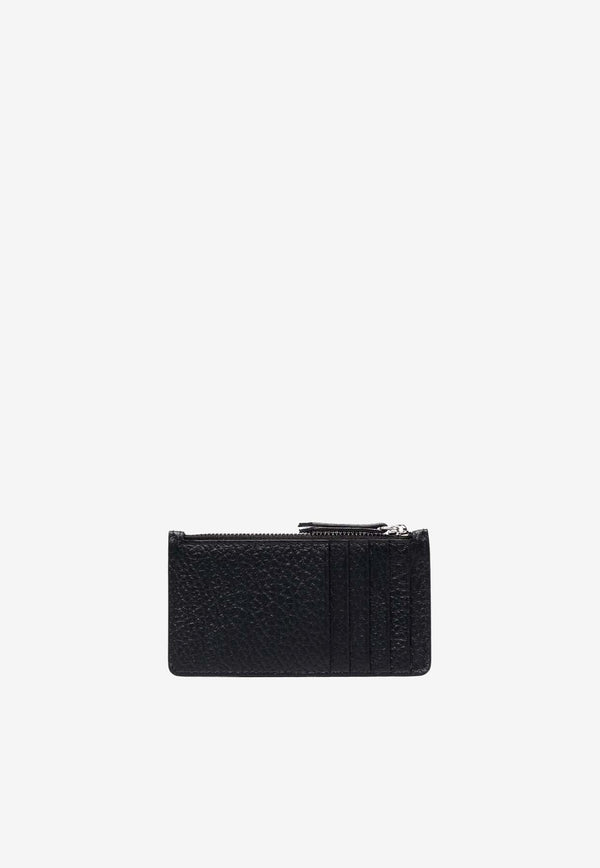 Maison Margiela Four Stitches Zip Cardholder in Grained Leather Black S56UI0143P4455_T8013