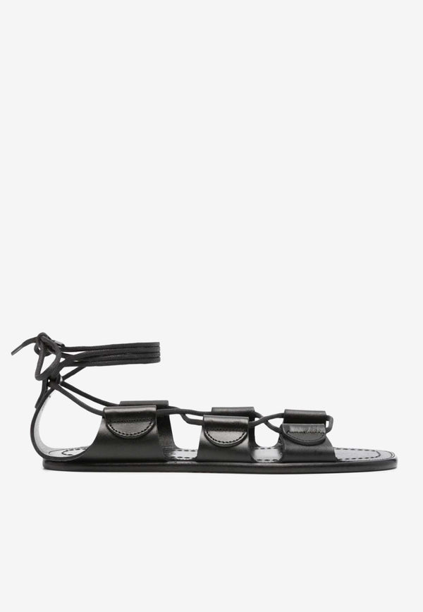 Maison Margiela Laced Leather Flat Sandals Black S58WP0268P1991_T8013