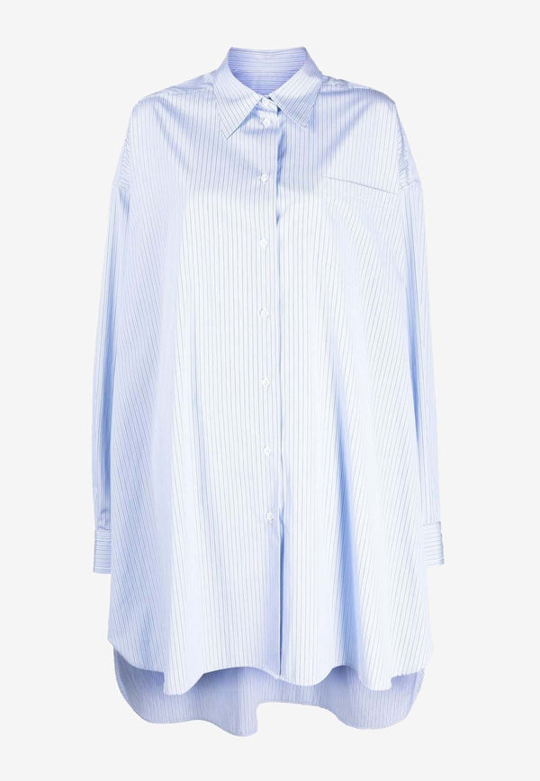 Maison Margiela Pinstripe Oversized Long-Sleeved Shirt Light Blue SI0DL0002S54945_001F