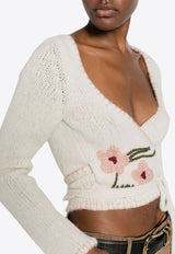 Dsquared2 Floral Embroidery Cropped Sweater White S72HA1152S18360_101