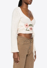 Dsquared2 Floral Embroidery Cropped Sweater White S72HA1152S18360_101