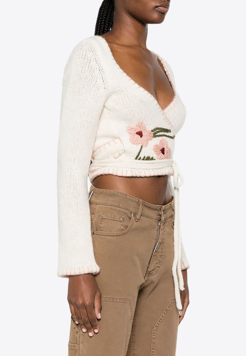 Dsquared2 Floral Embroidery Cropped Sweater White S72HA1152S18360_101