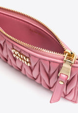 Miu Miu Logo Plaque Quilted Leather Zip Cardholder Pink 5MB0602FPP_F0638