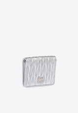 Miu Miu Small Logo Plaque Quilted Leather Wallet Silver 5MV2042FPP_F0118