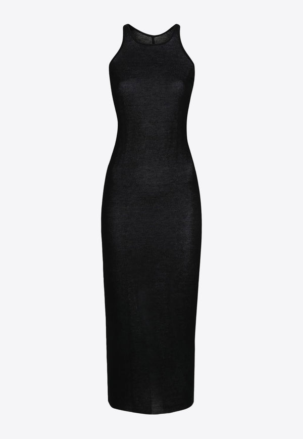 Rick Owens Racerback Ribbed Midi Dress Black RP01D2549RC_09