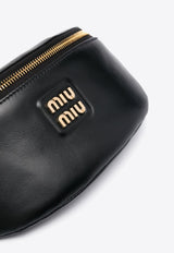 Miu Miu Logo Patch Leather Belt Bag Black 5BL015VOOO2E6Y_F0002