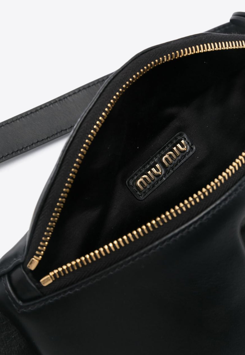 Miu Miu Logo Patch Leather Belt Bag Black 5BL015VOOO2E6Y_F0002