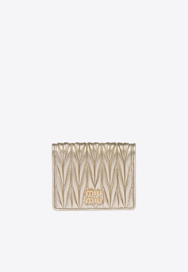 Miu Miu Small Logo Plaque Quilted Leather Wallet Gold 5MV2042FPP_F0846