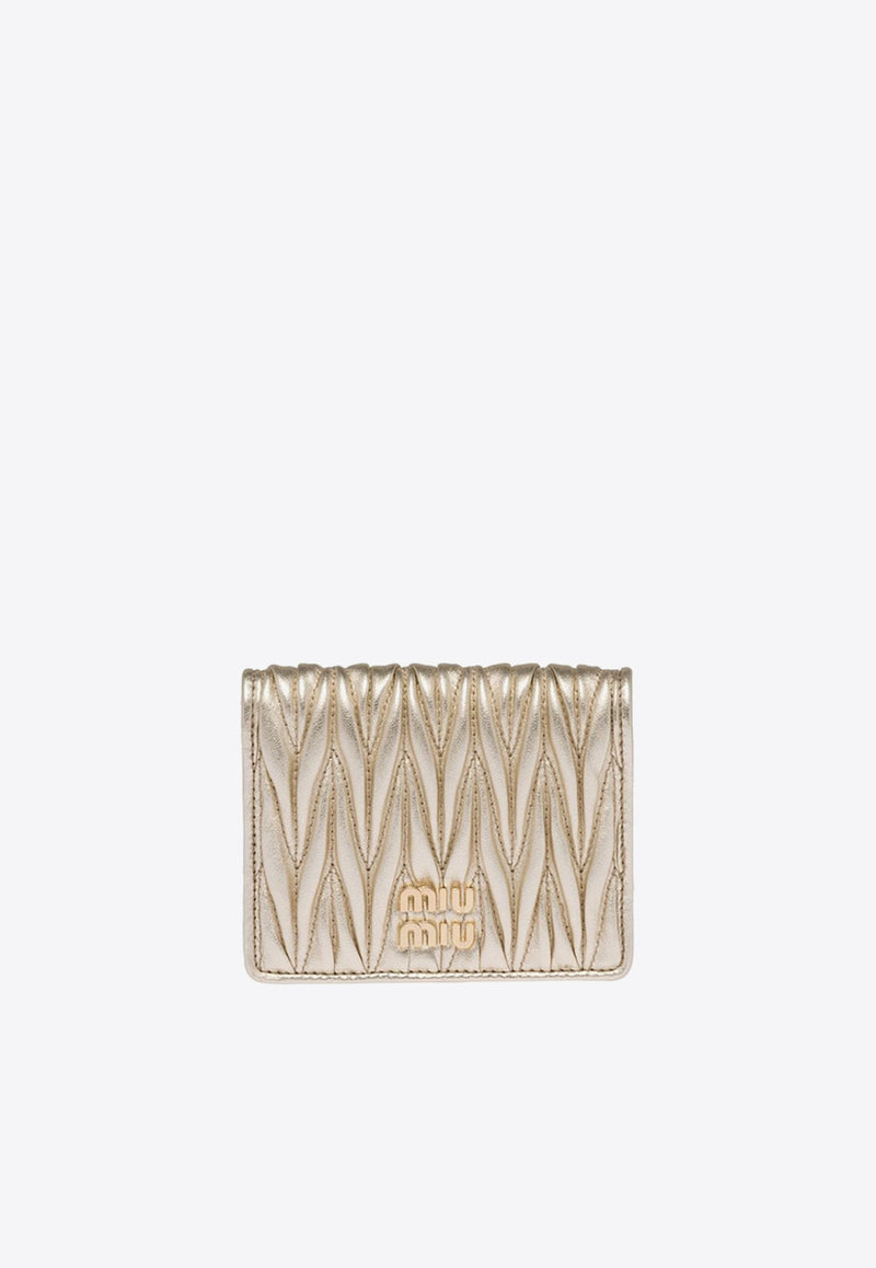 Miu Miu Small Logo Plaque Quilted Leather Wallet Gold 5MV2042FPP_F0846