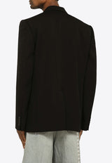 Balenciaga Single-Breasted Wool Blazer 773330TNT39/O_BALEN-1000 Black