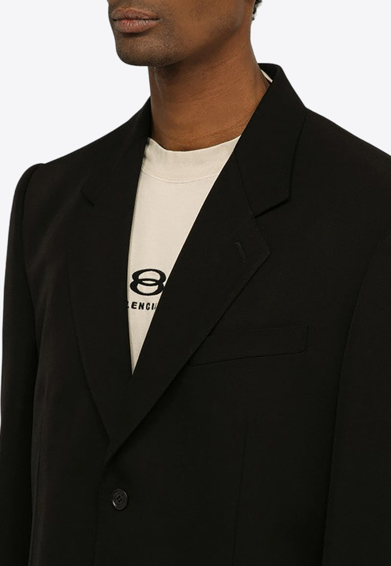 Balenciaga Single-Breasted Wool Blazer 773330TNT39/O_BALEN-1000 Black