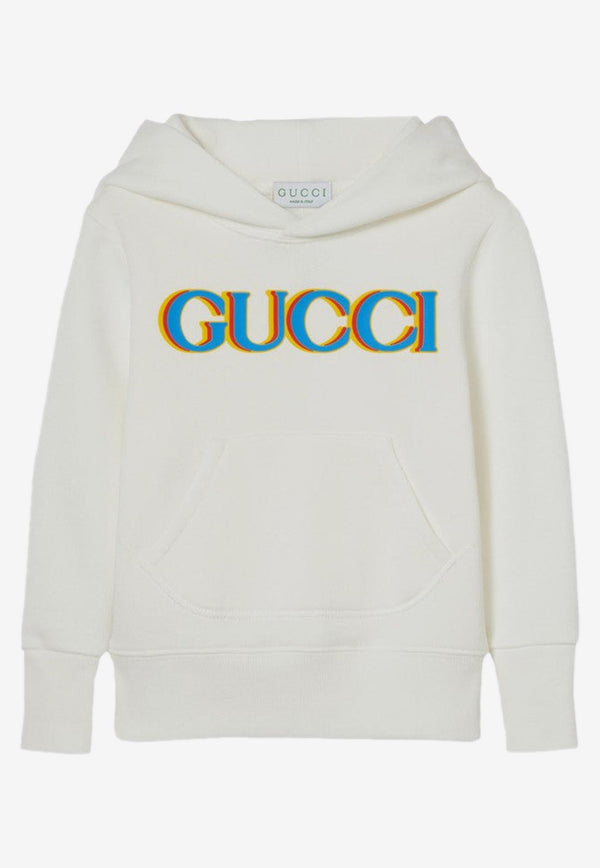 Gucci Kids Boys Logo Print Hoodie White 773379XJGZF/Q_GUC-9214