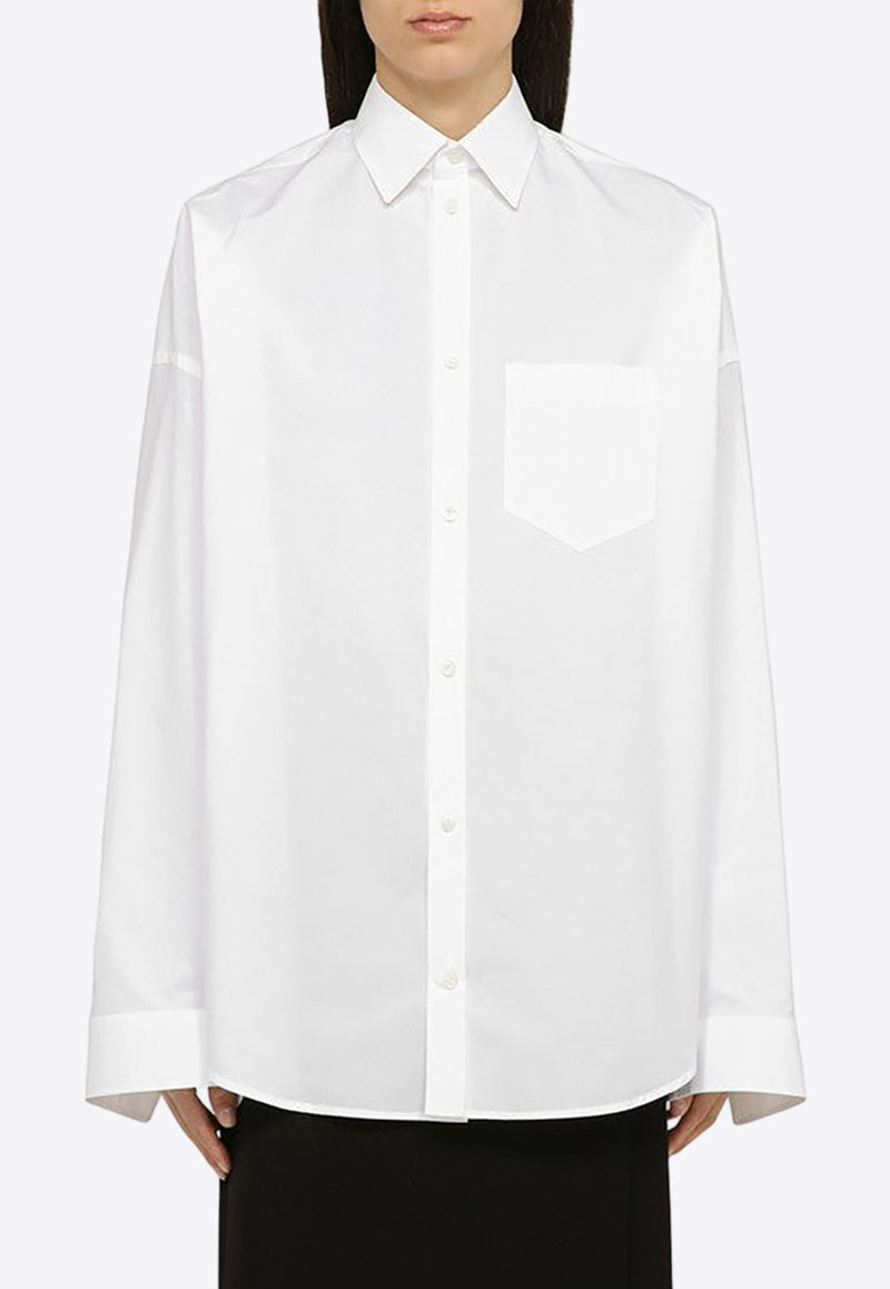 Balenciaga Oversized Embellished-Logo Button-Up Shirt 773519TNM60/O_BALEN-9000