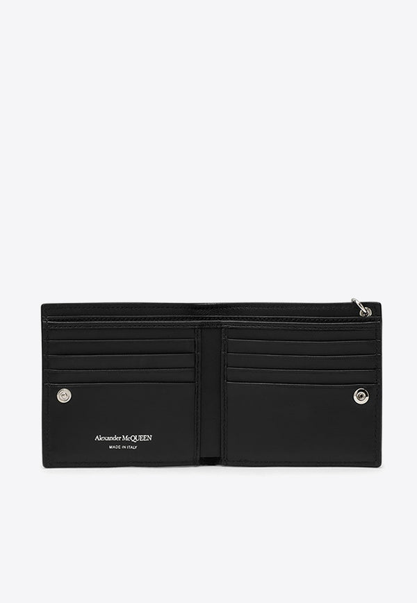 Alexander McQueen Studded Bi-Fold Leather Wallet with Chain Black 7752921AAQ2/O_ALEXQ-1000