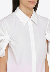 Alexander McQueen Ruched-Detail Short-Sleeved Shirt White 775580QAAAD/O_ALEXQ-9000