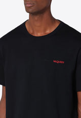 Alexander McQueen Logo Embroidered T-shirt Black 776281QXAAB/P_ALEXQ-0569