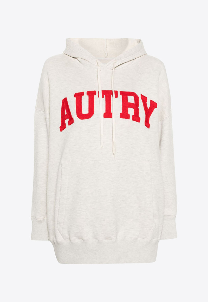 Autry Logo Embroidered Mélange Hooded Sweatshirt Gray HOPW525_M