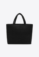 Saint Laurent Logo Embroidered Raffia Tote Bag Black 776763GAAEL/O_YSL-1000