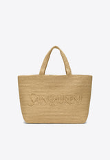 Saint Laurent Logo Embroidered Raffia Tote Bag Beige 776763GAAEL/O_YSL-2063