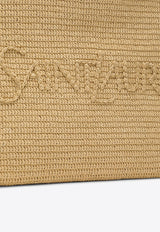 Saint Laurent Logo Embroidered Raffia Tote Bag Beige 776763GAAEL/O_YSL-2063