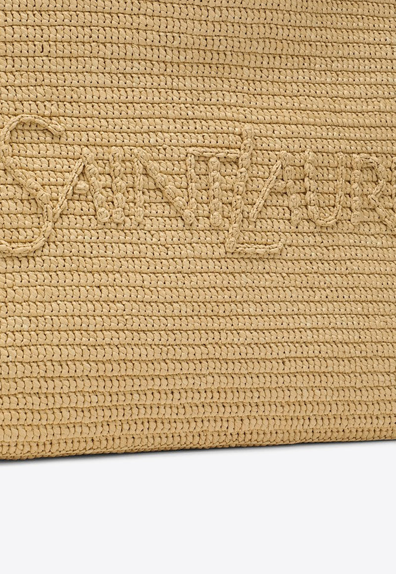 Saint Laurent Logo Embroidered Raffia Tote Bag Beige 776763GAAEL/O_YSL-2063