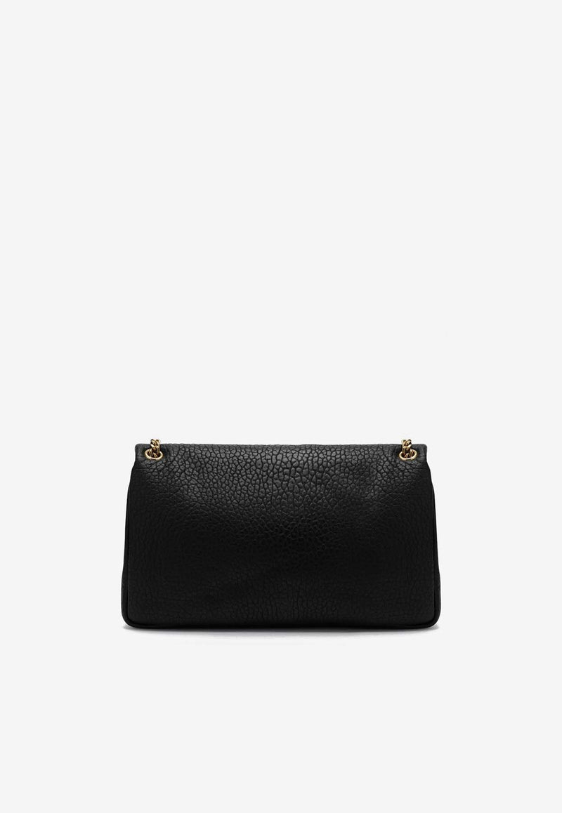 Saint Laurent Large Calypso Grained Leather Shoulder Bag Black 777399AACYT/O_YSL-1000