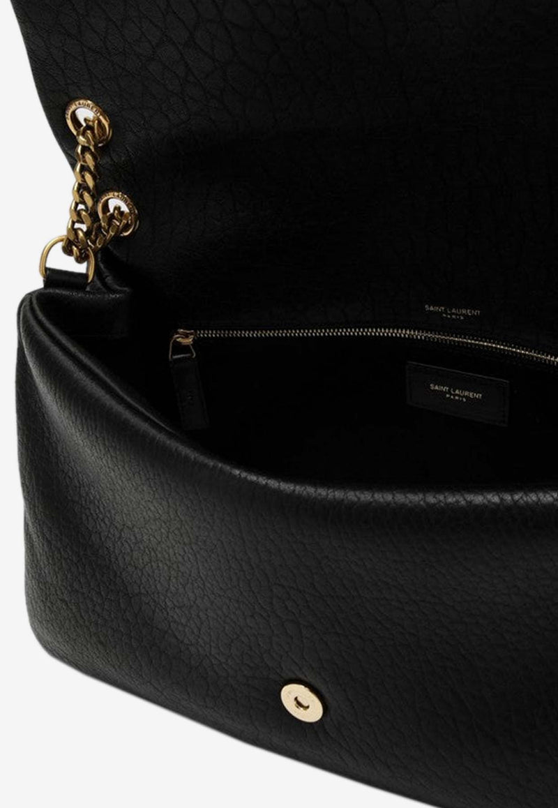 Saint Laurent Large Calypso Grained Leather Shoulder Bag Black 777399AACYT/O_YSL-1000