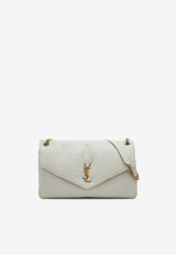 Saint Laurent Large Calypso Grained Leather Shoulder Bag White 777399AACYT/O_YSL-9207