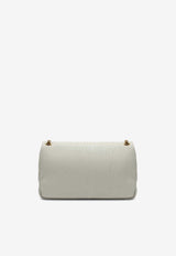 Saint Laurent Large Calypso Grained Leather Shoulder Bag White 777399AACYT/O_YSL-9207