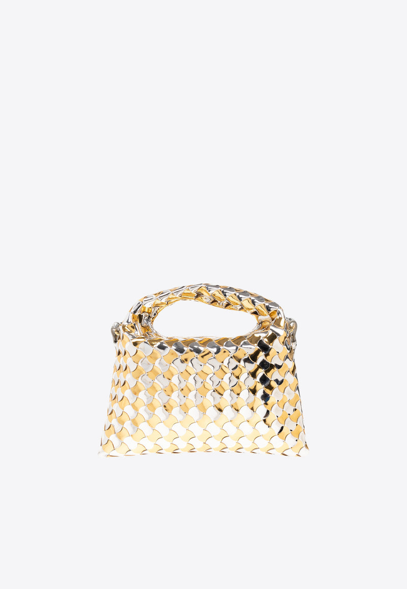 Bottega Veneta Mini Hop Crossbody Bag in Intrecciato Leather 777572V3X72 8105 Metallic