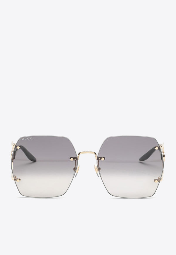 Gucci Rimless Hexagonal Sunglasses Gray 778291I3330/O_GUC-8012