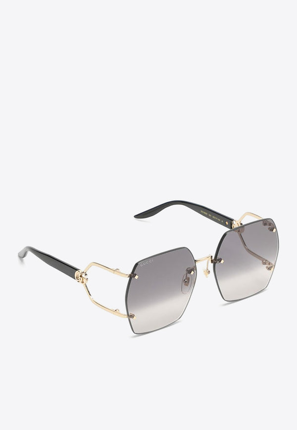 Gucci Rimless Hexagonal Sunglasses Gray 778291I3330/O_GUC-8012