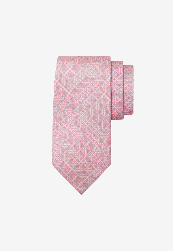 Ferragamo Square Gancini Silk Tie Pink 351218 4 ZELDA 778582 F ROSA