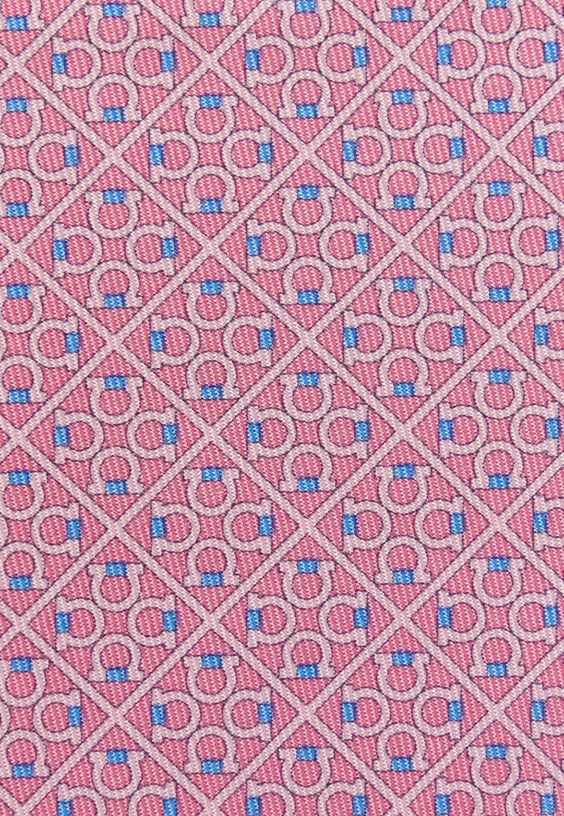 Ferragamo Square Gancini Silk Tie Pink 351218 4 ZELDA 778582 F ROSA