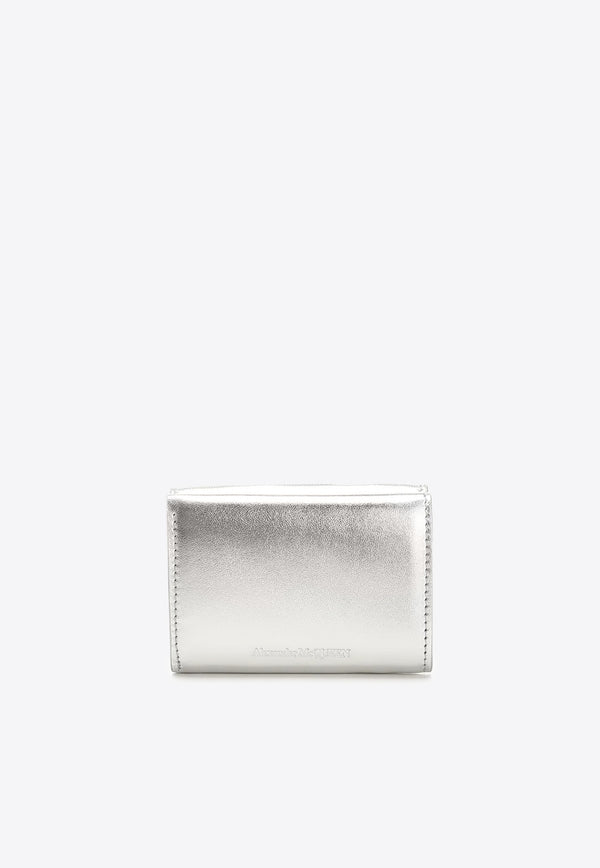 Alexander McQueen The Seal Metallic Leather Trifold Wallet Silver 779227_1BL0I_1400