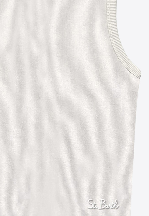 MC2 Saint Barth Rib Knit Crewneck Tank Top Cream AAD001_02340F