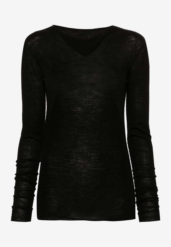 Rick Owens Column Wool Knitted Long-Sleeved Sweater Black RP01D2673M_09
