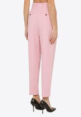 Alexander McQueen High-Waist Pleated Tailored Pants Pink 780720QEAAA/O_ALEXQ-5067