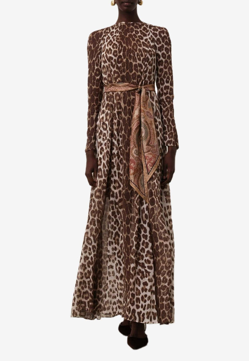 Zimmermann Illustration Leopard Print Maxi Dress Brown 7807DF241BROWN