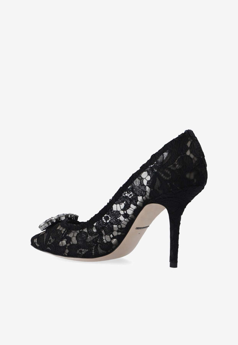 Dolce & Gabbana Bellucci 90 Embellished Lace Pumps Black CD0101 AL198-80999