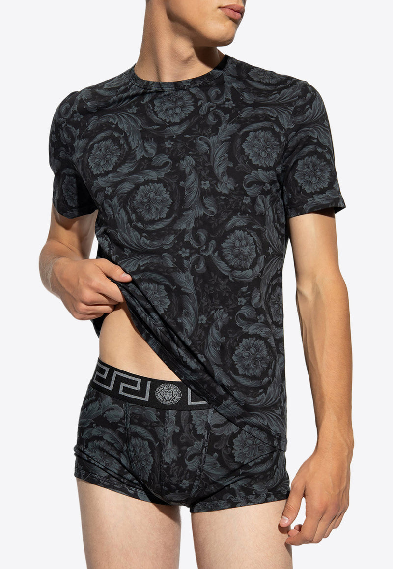 Versace Barocco Print Crewneck Undershirt Black 1000959 1A00515-5B050