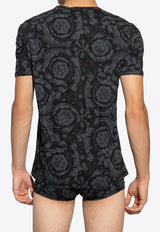 Versace Barocco Print Crewneck Undershirt Black 1000959 1A00515-5B050