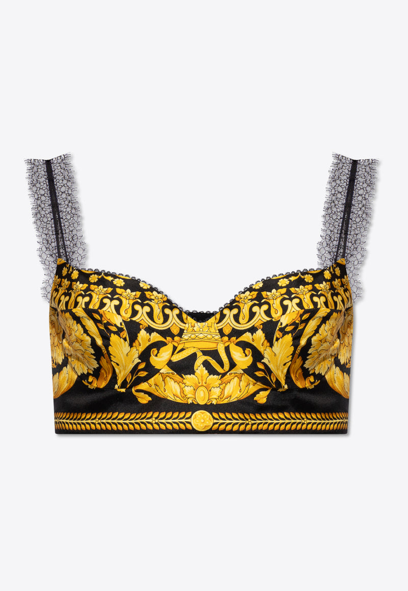 Versace Barocco Print Silk Bralette Black 1001347 1A10193-5B000