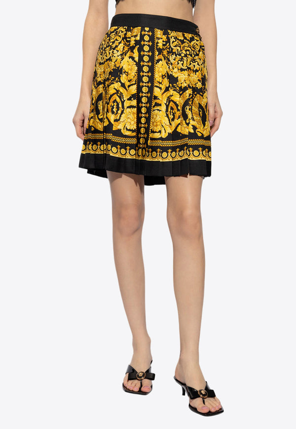 Versace Barocco Print Silk Mini Skirt Yellow 1000829 1A10193-5B000