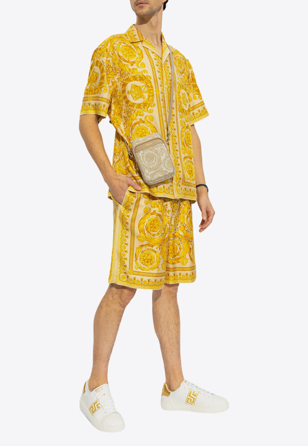 Versace Barocco Print Silk Shorts Yellow 1002476 1A03044-5K410