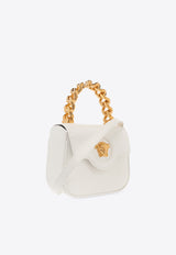 Versace Mini La Medusa Shoulder Bag in Patent Leather White 1003016 1A02212-1W00V