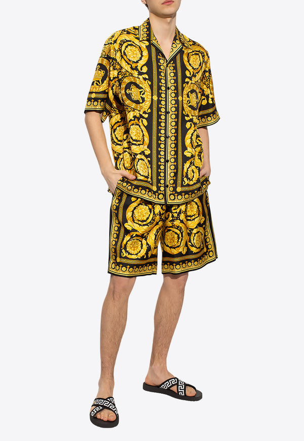 Versace Barocco Print Bowling Shirt Yellow 1003926 1A03044-5B000